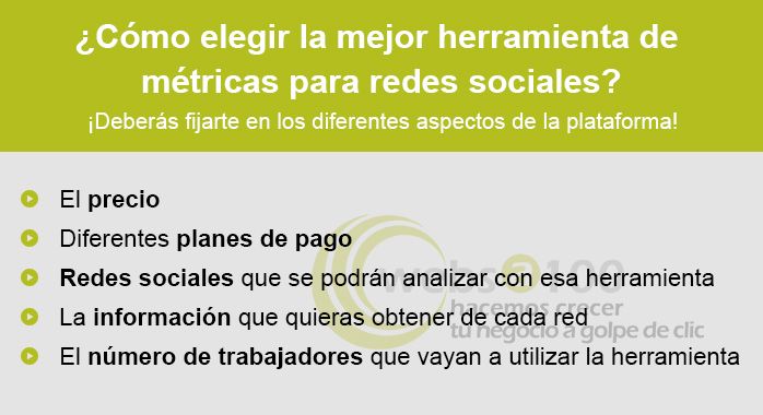 como elegir mejor herramenta metricas redes sociales